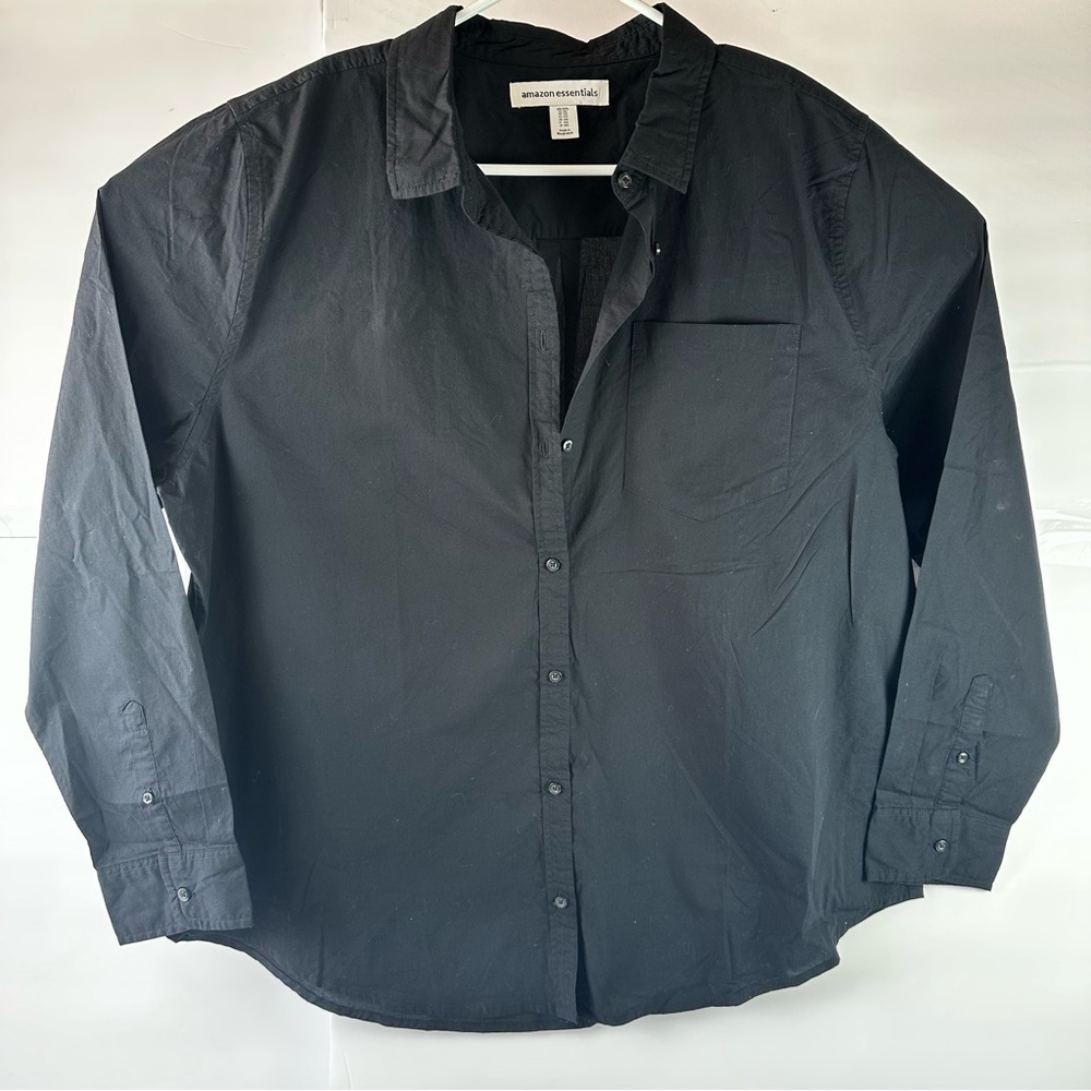 Amazon Essentials Black Button Down Shirt XXL 100% Cotton